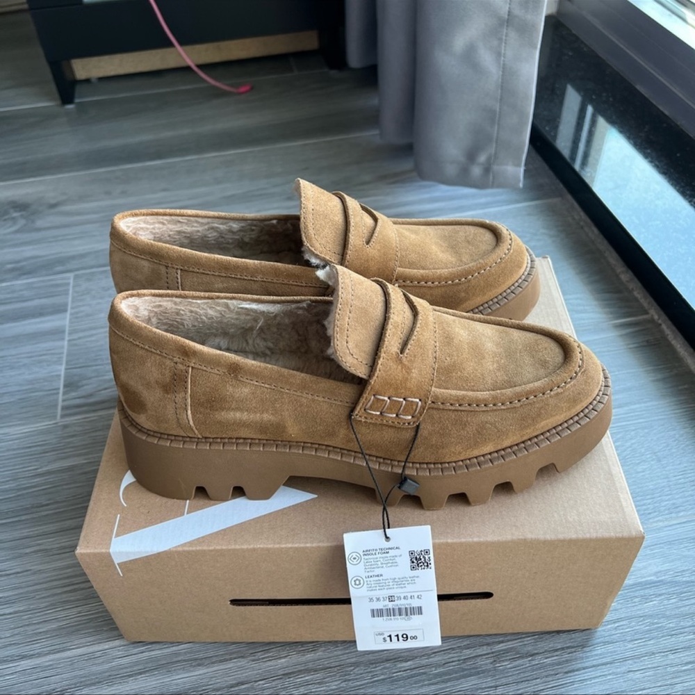 Zara suede leather loafers size 39